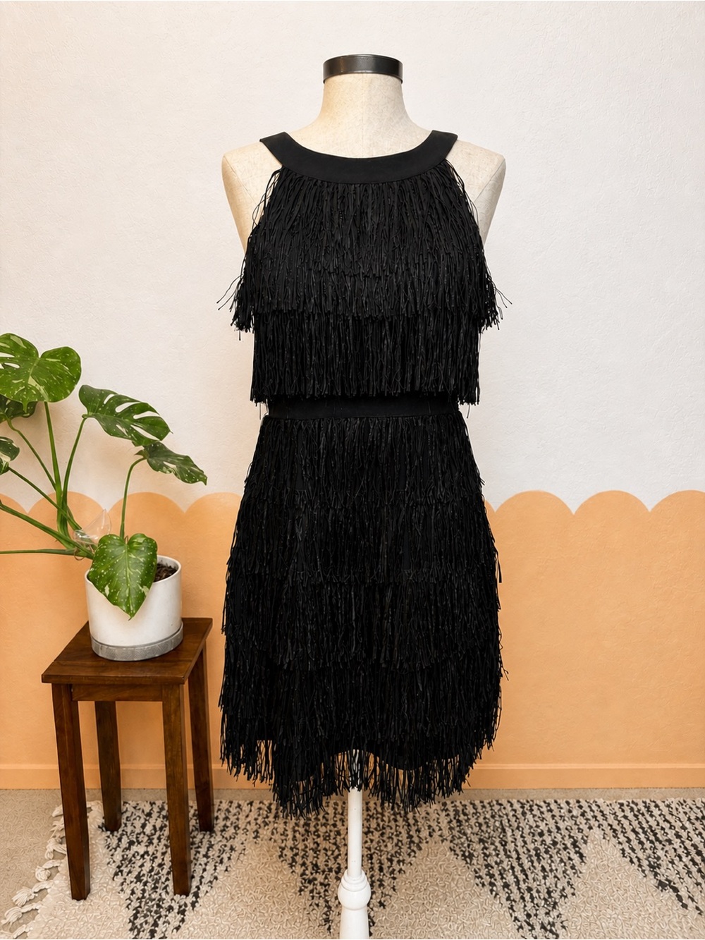 Point Black Fringe Mini Dress, Flapper